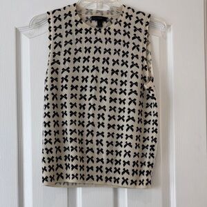J. Crew Black Bow Print Sleeveless Shell on Cream